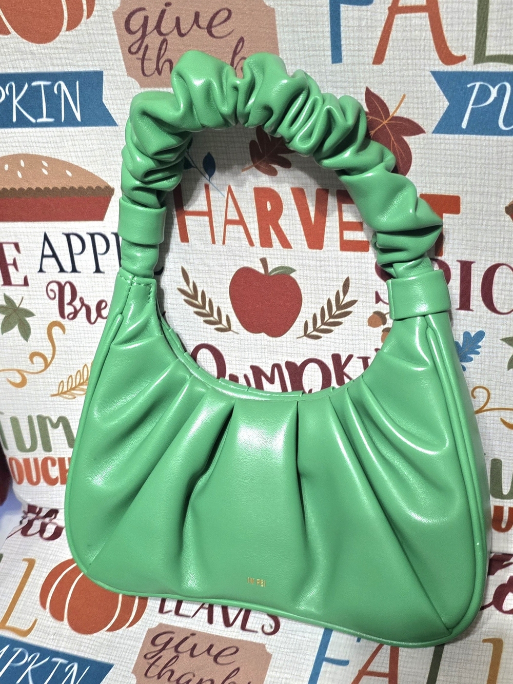 JW PEI Bright Green Ruched Handle Shoulder Bag